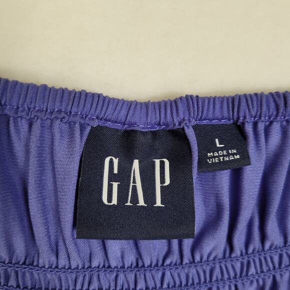 Gap blue smocked top spaghetti strap silky slip maxi dress Size L - Picture 3 of 10